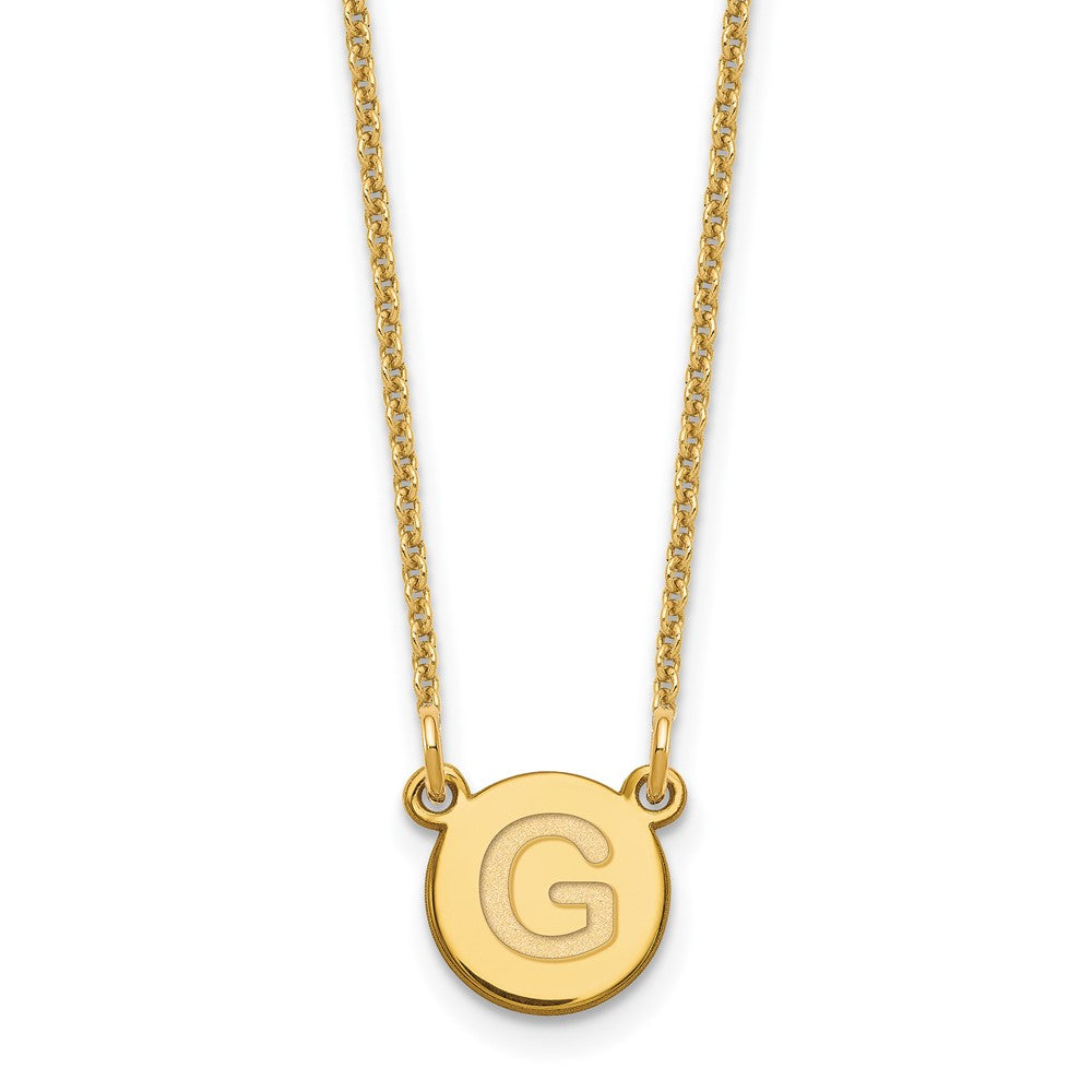 14K Gelbgold 14ky Winzig Kreis Block Buchstabe G Initiale Halskette