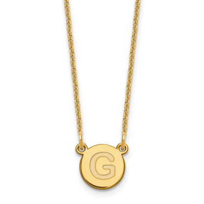 14K Gelbgold 14ky Winzig Kreis Block Buchstabe G Initiale Halskette