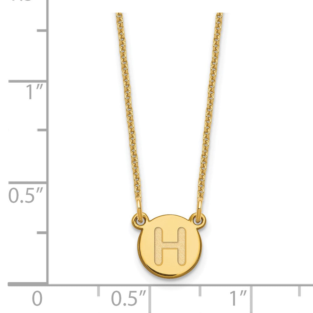 14K Gelbgold 14ky Winzig Kreis Block Buchstabe H Initiale Halskette