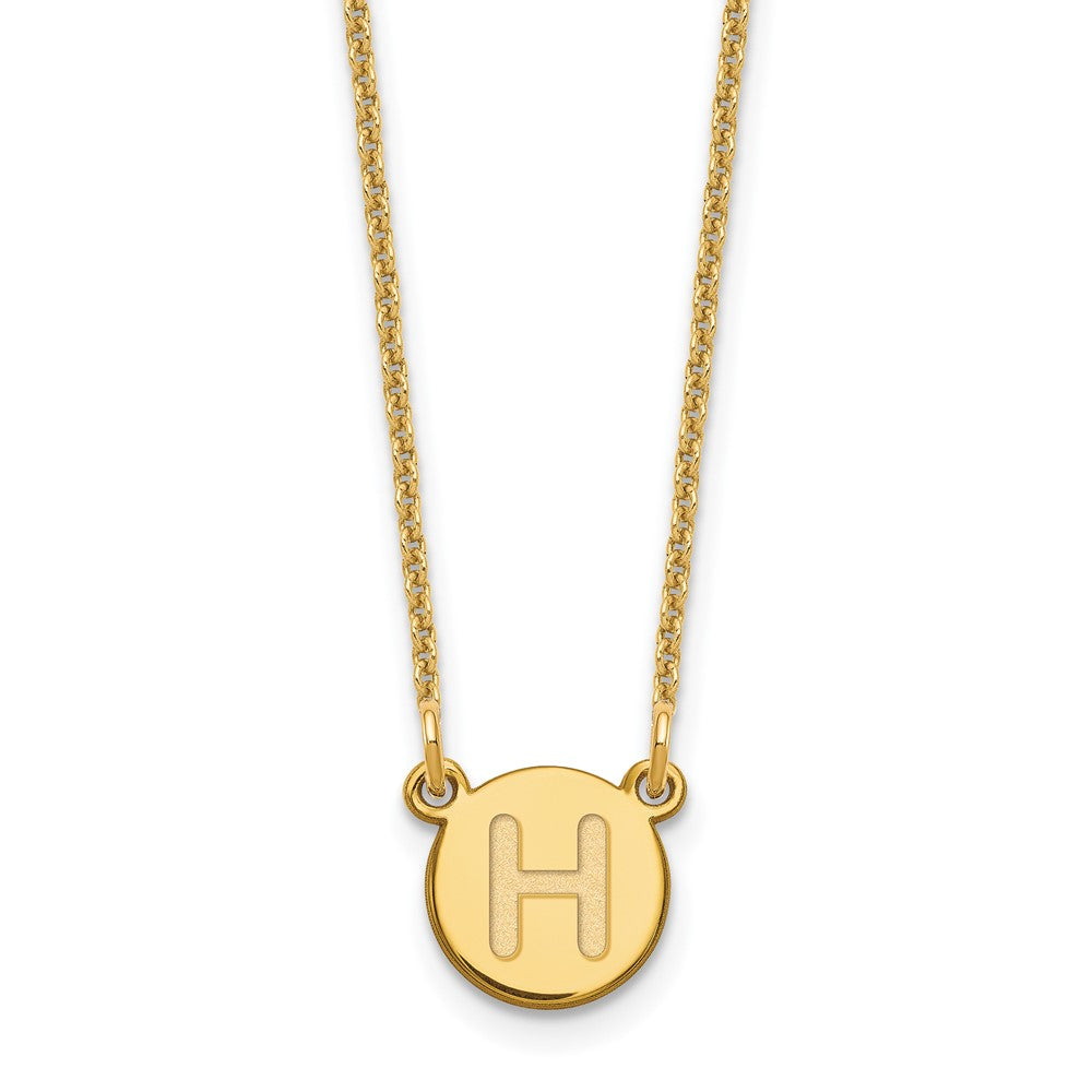 14K Gelbgold 14ky Winzig Kreis Block Buchstabe H Initiale Halskette