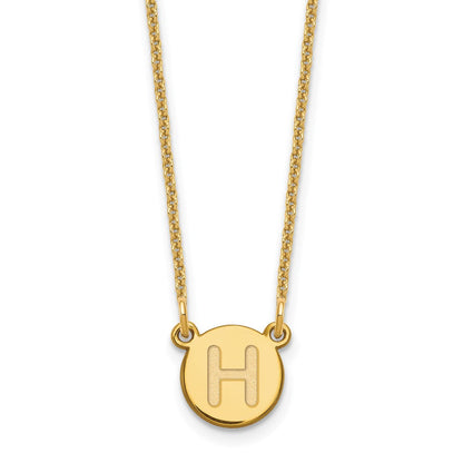 14K Gelbgold 14ky Winzig Kreis Block Buchstabe H Initiale Halskette