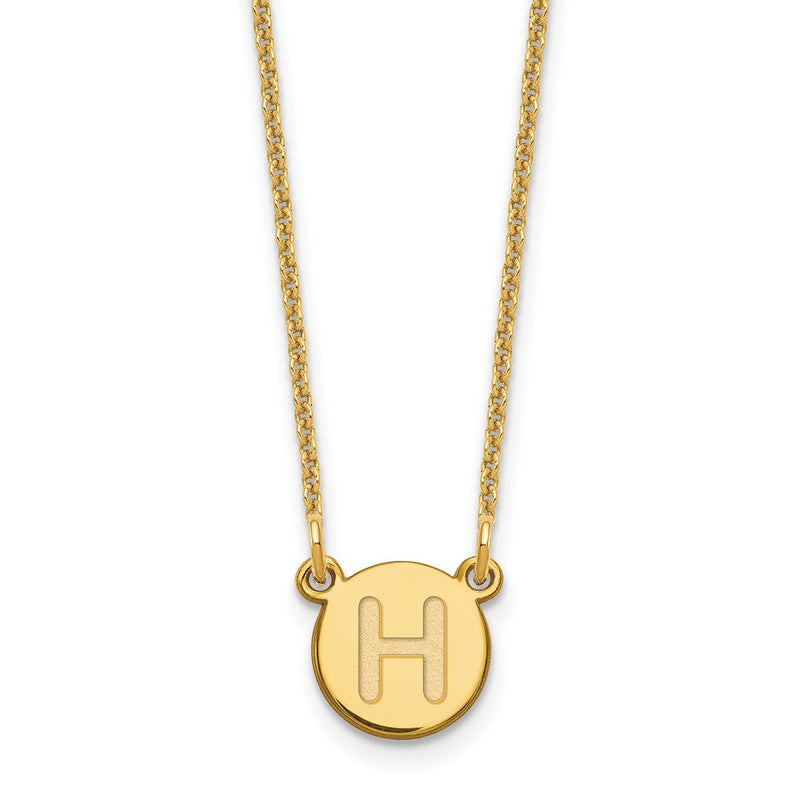 14K Gelbgold 14ky Winzig Kreis Block Buchstabe H Initiale Halskette