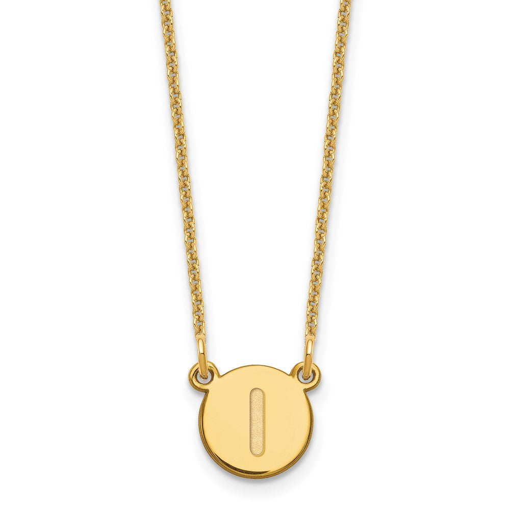 14K Gelbgold 14ky Winzig Kreis Block Buchstabe I Initiale Halskette