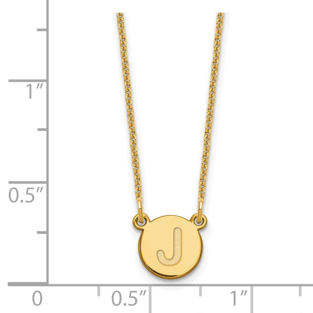 14K Gelbgold 14ky Winzig Kreis Block Buchstabe J Initiale Halskette