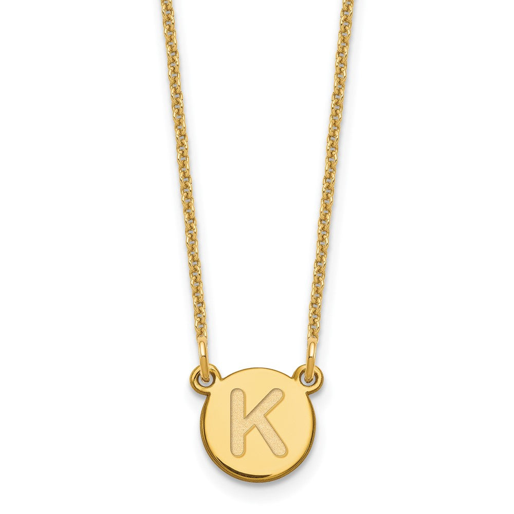 14K Gelbgold 14ky Winzig Kreis Block Buchstabe K Initiale Halskette
