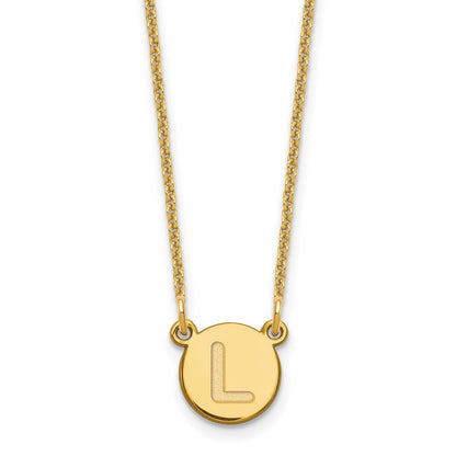 14K Gelbgold 14ky Winzig Kreis Block Buchstabe L Initiale Halskette