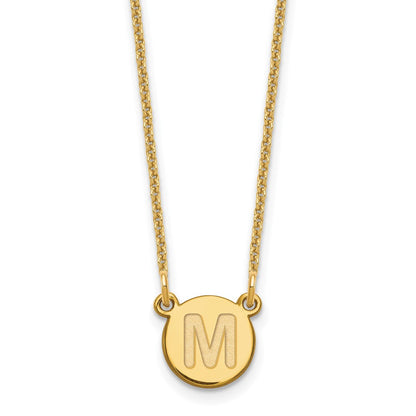 14K Gelbgold 14ky Winzig Kreis Block Buchstabe M Initiale Halskette