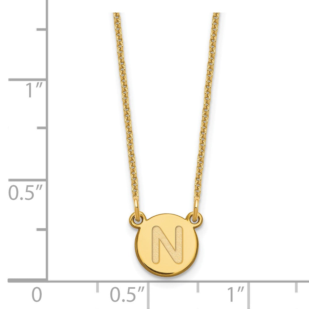 14K Gelbgold 14ky Winzig Kreis Block Buchstabe N Initiale Halskette