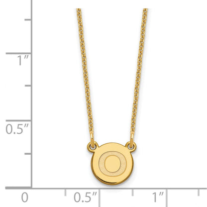 14K Gelbgold 14ky Winzig Kreis Block Buchstabe O Initiale Halskette