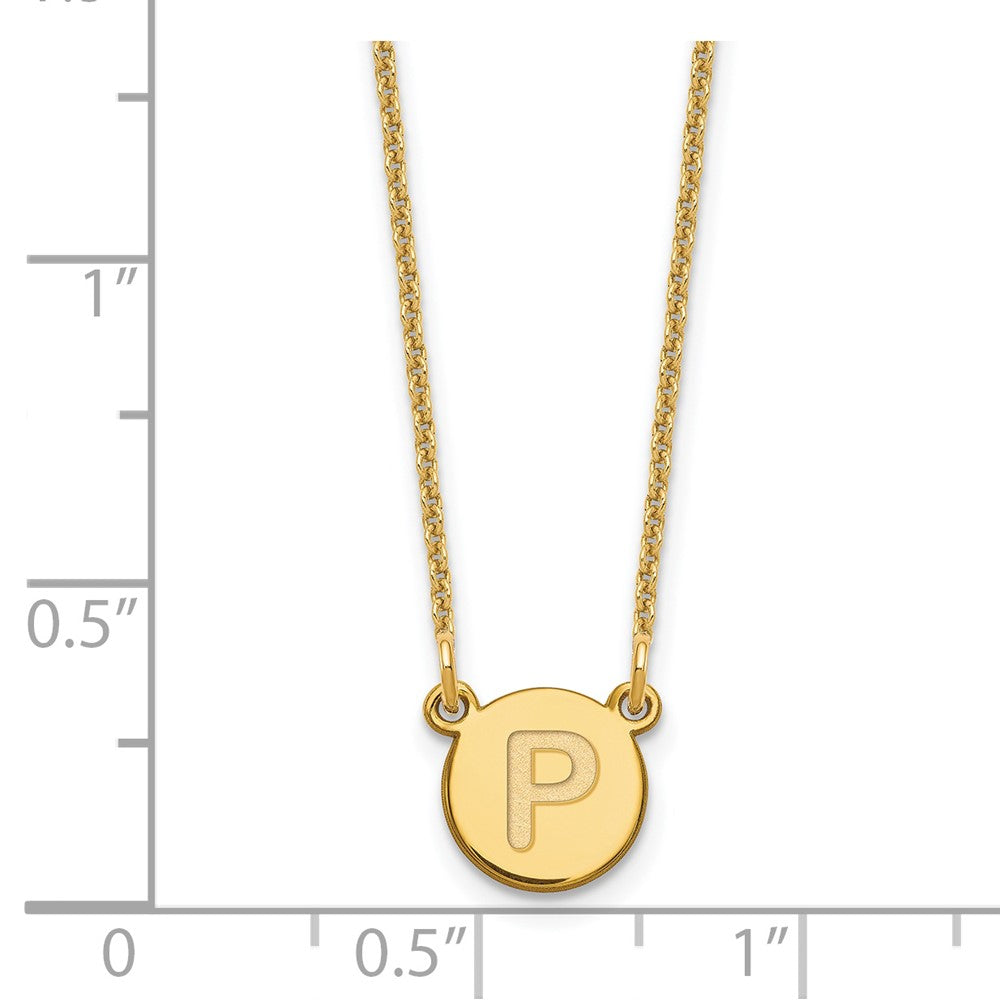 14K Gelbgold 14ky Winzig Kreis Block Buchstabe P Initiale Halskette