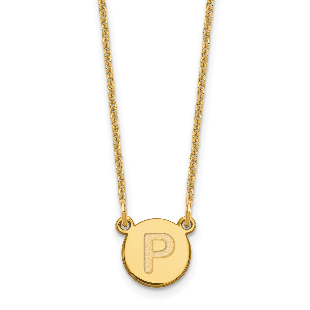 14K Gelbgold 14ky Winzig Kreis Block Buchstabe P Initiale Halskette