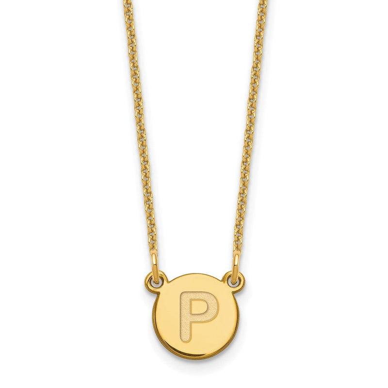 14K Gelbgold 14ky Winzig Kreis Block Buchstabe P Initiale Halskette