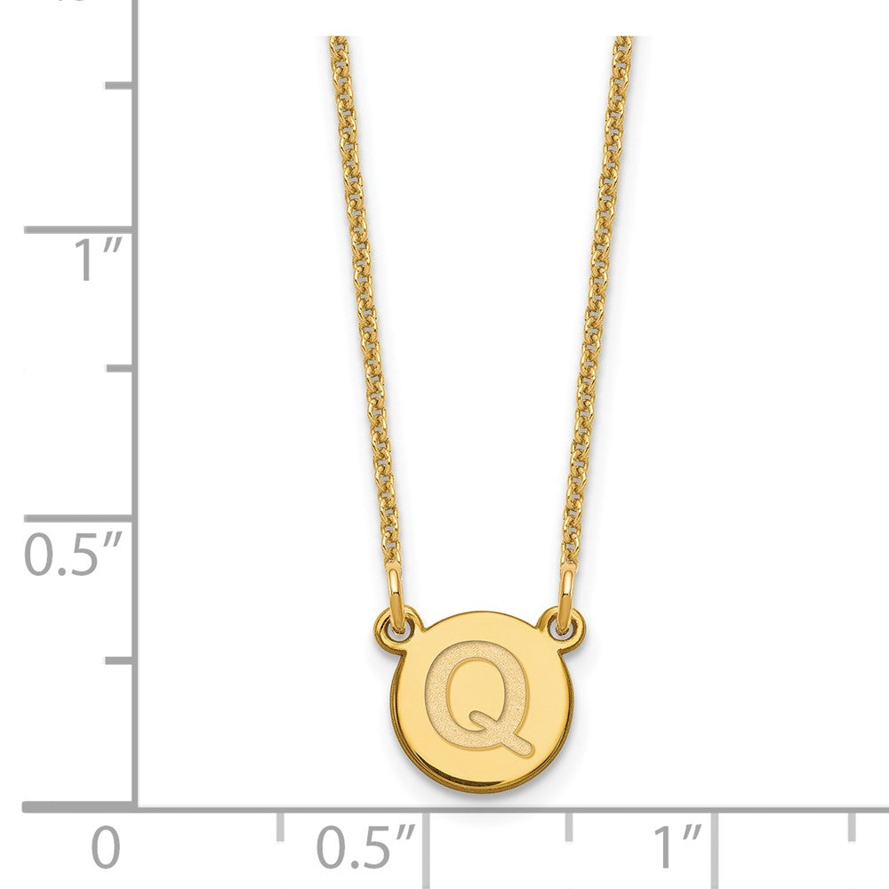 14K Gelbgold 14ky Winzig Kreis Block Buchstabe Q Initiale Halskette