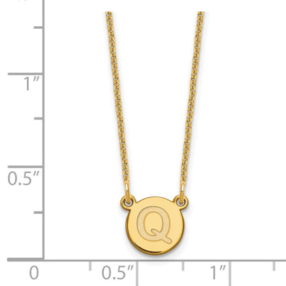 14K Gelbgold 14ky Winzig Kreis Block Buchstabe Q Initiale Halskette