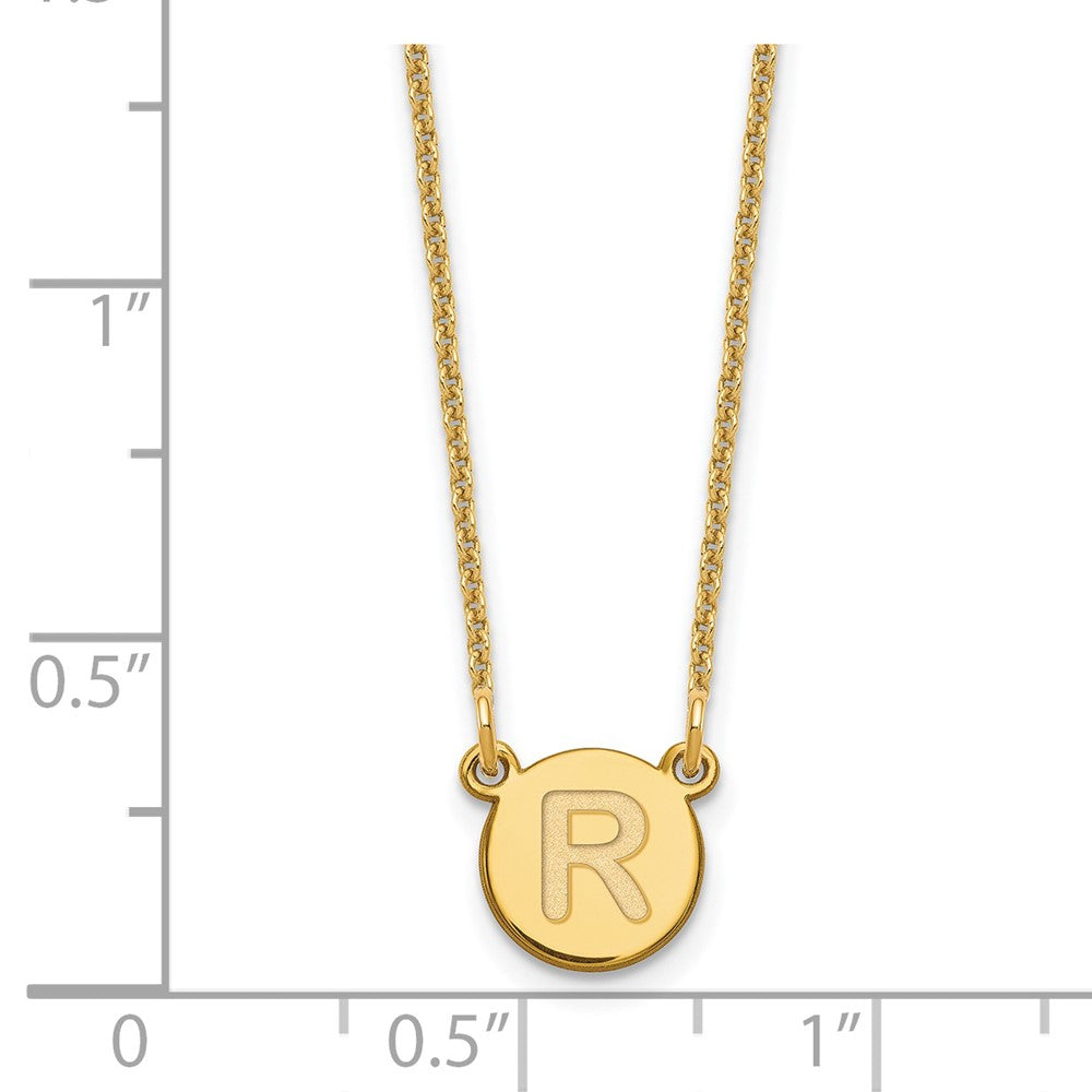 14K Gelbgold 14ky Winzig Kreis Block Buchstabe R Initiale Halskette