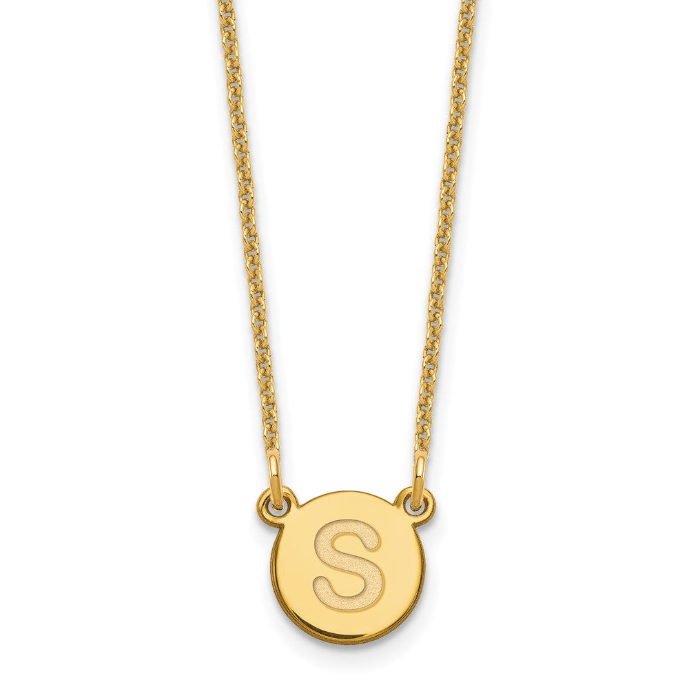 14K Gelbgold 14ky Winzig Kreis Block Buchstabe S Initiale Halskette