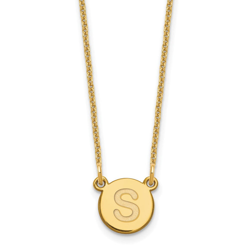 14K Gelbgold 14ky Winzig Kreis Block Buchstabe S Initiale Halskette