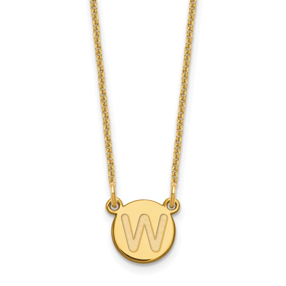 14K Gelbgold 14ky Winzig Kreis Block Buchstabe W Initiale Halskette