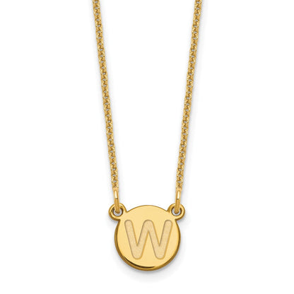 14K Gelbgold 14ky Winzig Kreis Block Buchstabe W Initiale Halskette