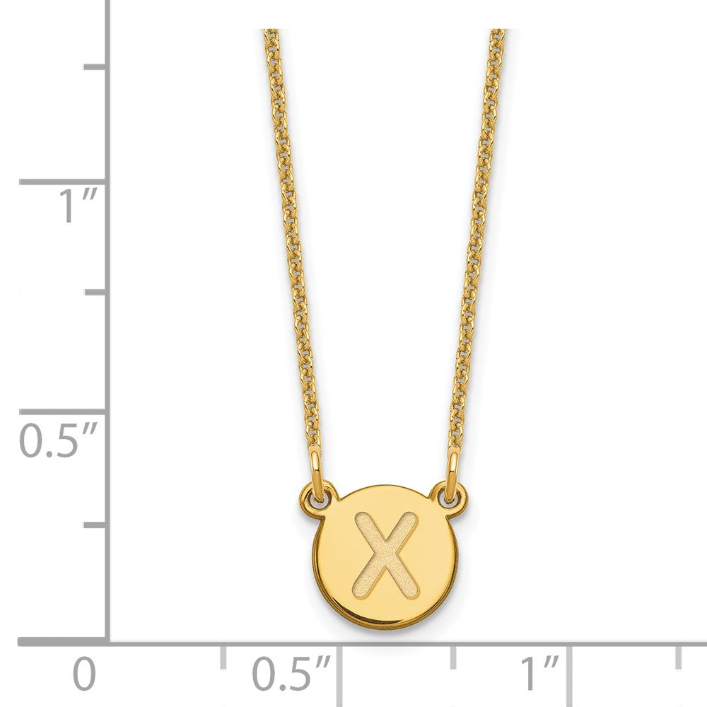 14K Gelbgold 14ky Winzig Kreis Block Buchstabe X Initiale Halskette