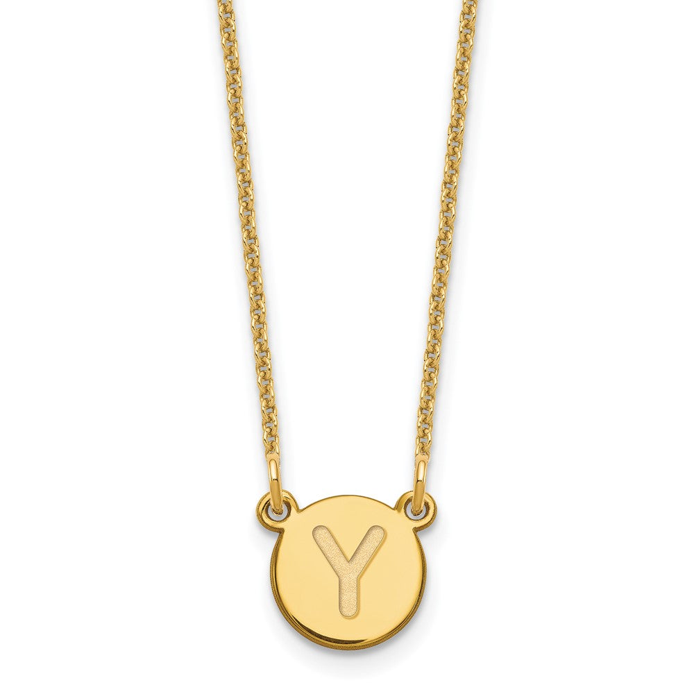 14K Gelbgold 14ky Winzig Kreis Block Buchstabe Y Initiale Halskette