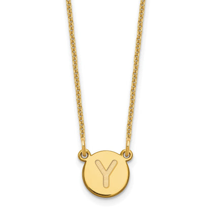 14K Gelbgold 14ky Winzig Kreis Block Buchstabe Y Initiale Halskette