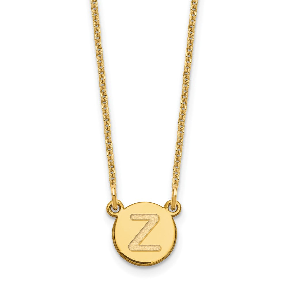 14K Gelbgold 14ky Winzig Kreis Block Buchstabe Z Initiale Halskette
