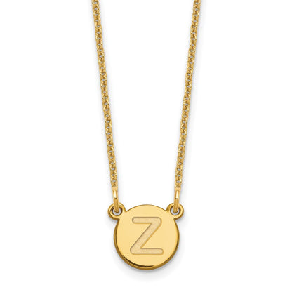 14K Gelbgold 14ky Winzig Kreis Block Buchstabe Z Initiale Halskette