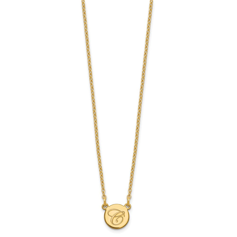 14K Weißgold Klein Kreis mit Schreibschrift Initiale Halskette
