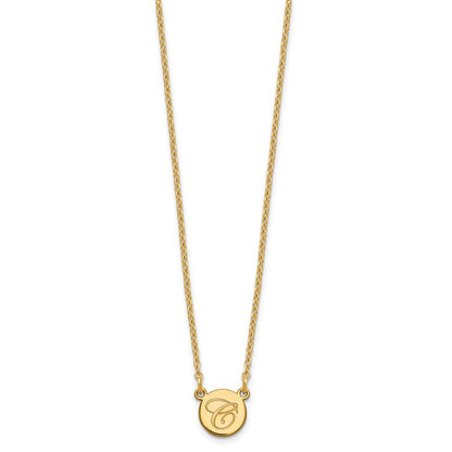 14K Weißgold Klein Kreis mit Schreibschrift Initiale Halskette