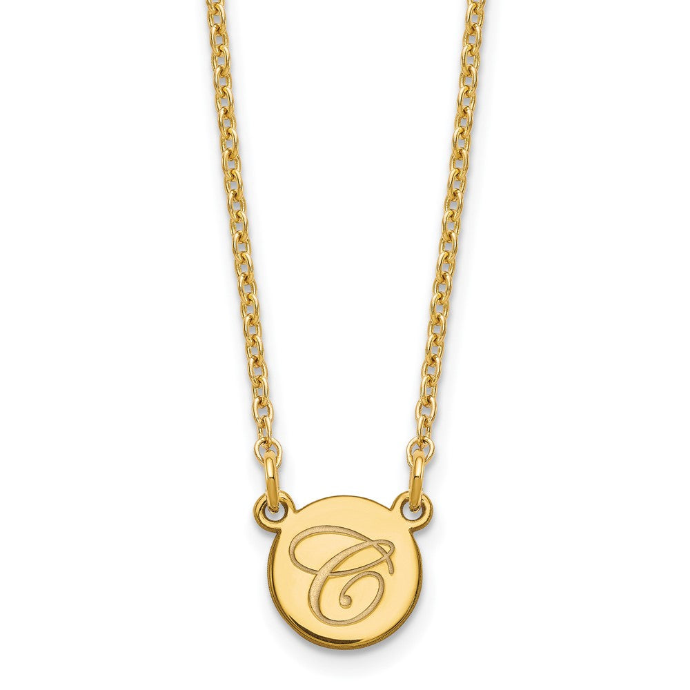 14K Weißgold Klein Kreis mit Schreibschrift Initiale Halskette