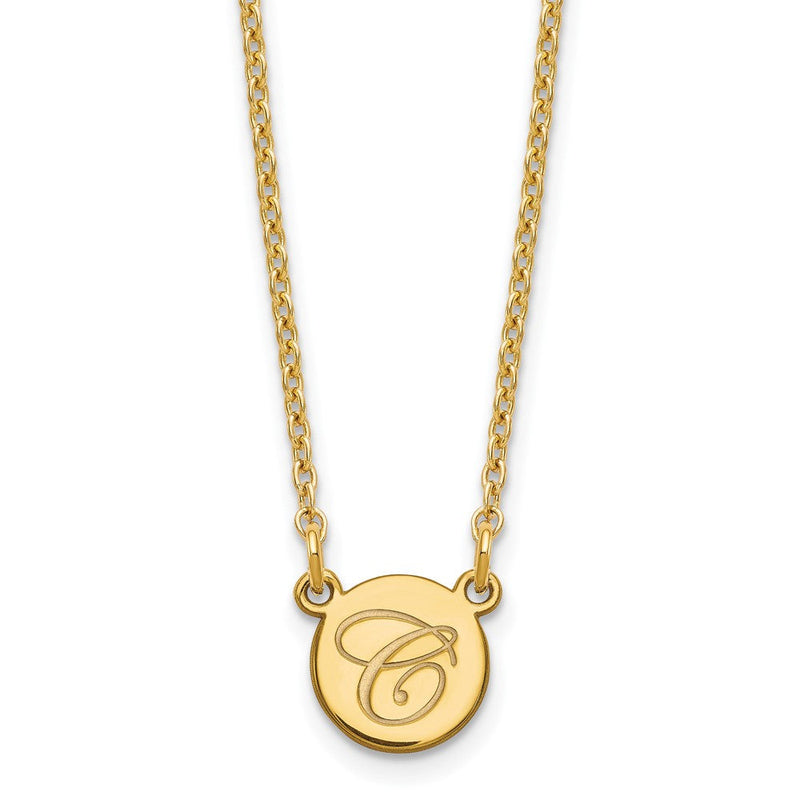 14K Weißgold Klein Kreis mit Schreibschrift Initiale Halskette