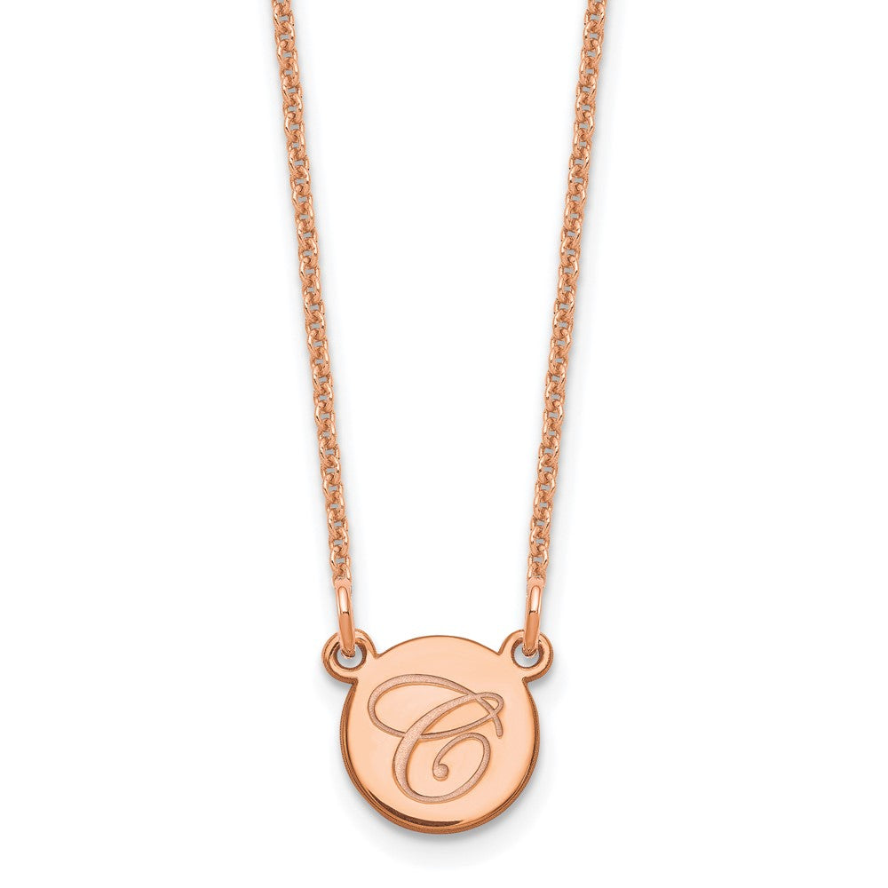 14K Roségold Klein Kreis mit Schreibschrift Initiale Halskette