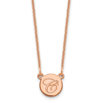 14K Roségold Klein Kreis mit Schreibschrift Initiale Halskette