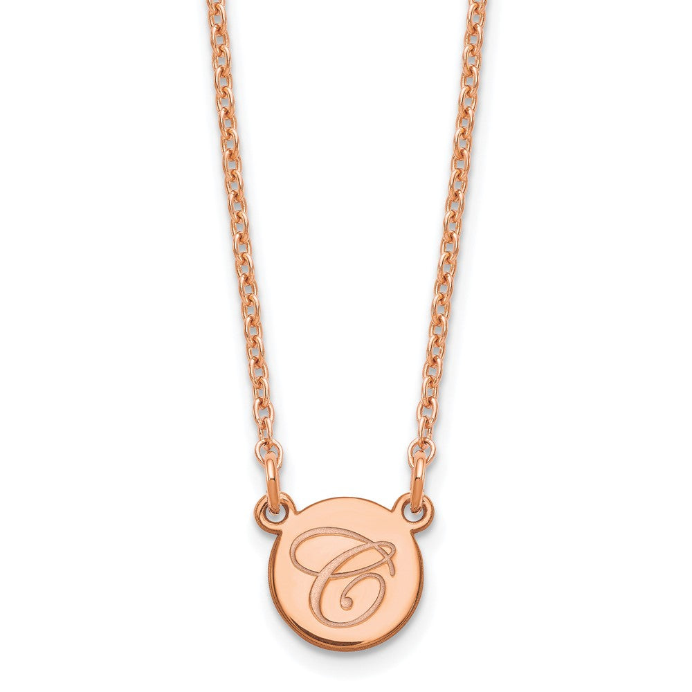 Roségoldbeschichtet Sterlingsilber /rose Klein Kreis mit Schreibschrift Initiale Halskette