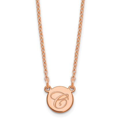 Roségoldbeschichtet Sterlingsilber /rose Klein Kreis mit Schreibschrift Initiale Halskette