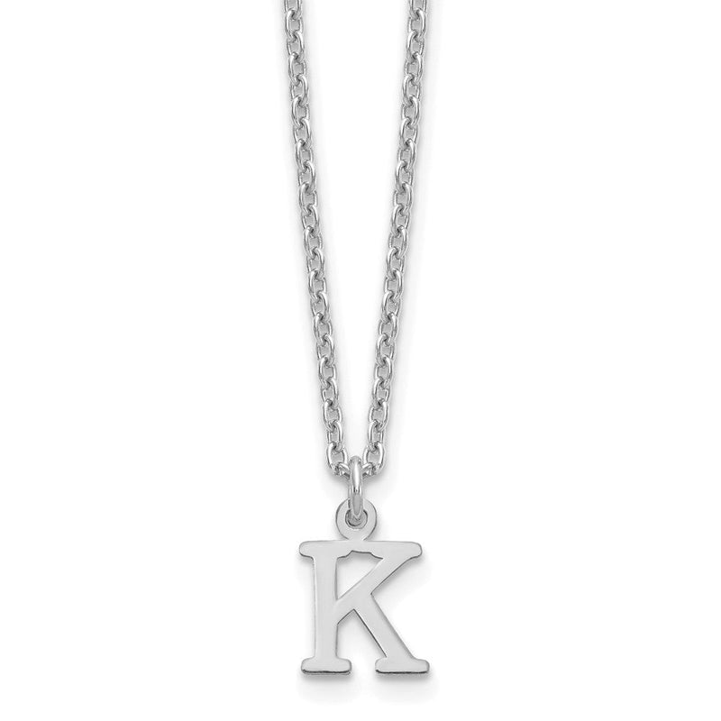 Sterlingsilber Rhodiniert Ausgeschnitten Buchstabe K Initiale Halskette