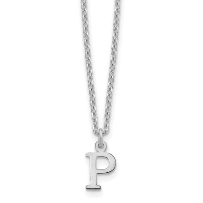 Sterlingsilber Rhodiniert Ausgeschnitten Buchstabe P Initiale Halskette