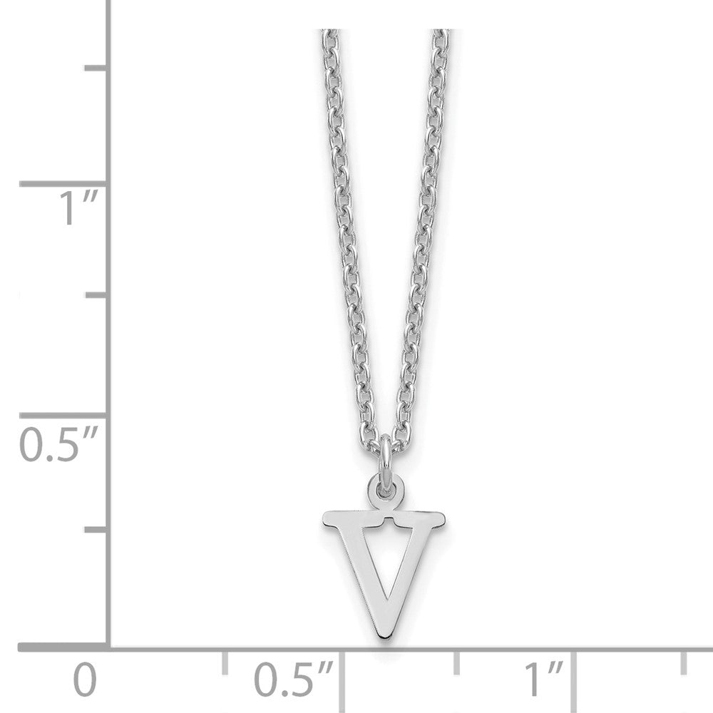 Sterlingsilber Rhodiniert Ausgeschnitten Buchstabe V Initiale Halskette