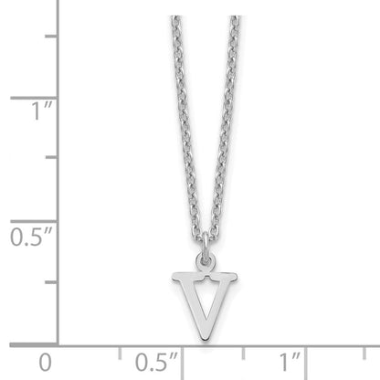 Sterlingsilber Rhodiniert Ausgeschnitten Buchstabe V Initiale Halskette