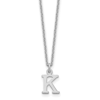 10K Weißgold 10kw Ausgeschnitten Buchstabe K Initiale Halskette