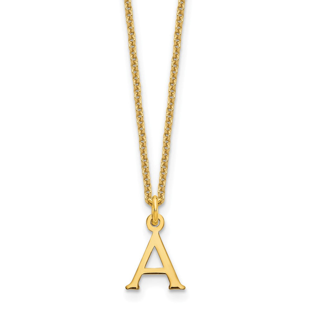 14K Gelbgold 14ky Ausgeschnitten Buchstabe A Initiale Halskette