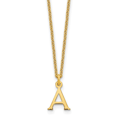 14K Gelbgold 14ky Ausgeschnitten Buchstabe A Initiale Halskette