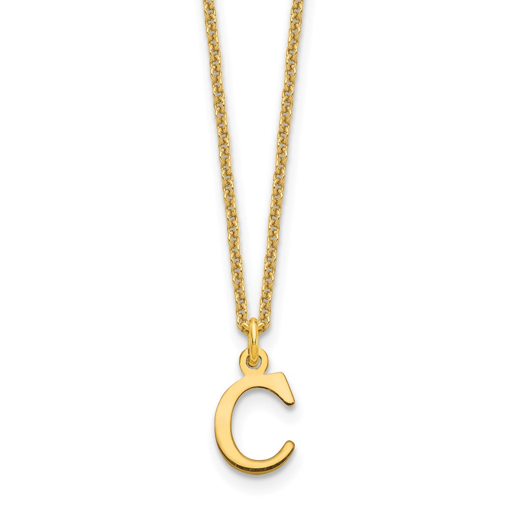 14K Gelbgold 14ky Ausgeschnitten Buchstabe C Initiale Halskette
