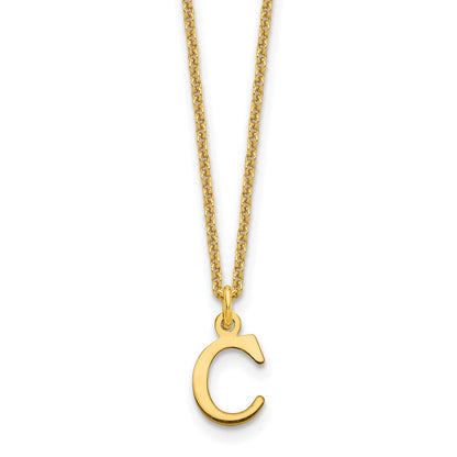 14K Gelbgold 14ky Ausgeschnitten Buchstabe C Initiale Halskette