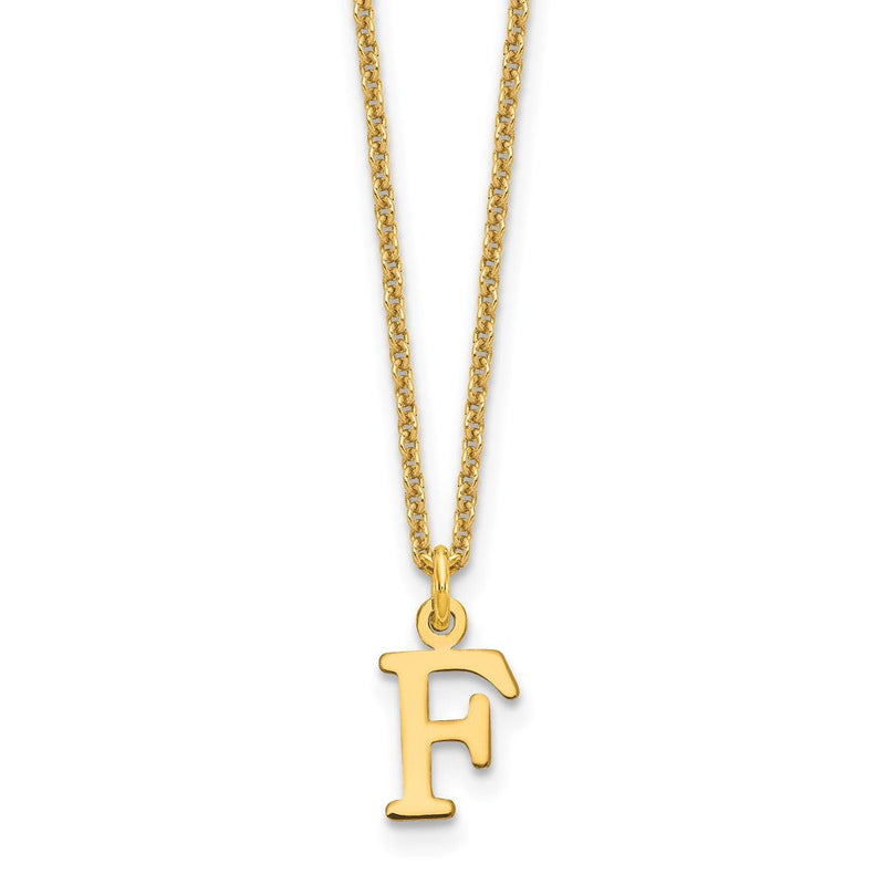 14K Gelbgold 14ky Ausgeschnitten Buchstabe F Initiale Halskette
