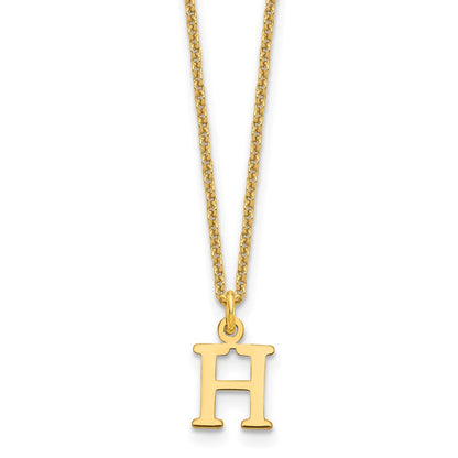 14K Gelbgold 14ky Ausgeschnitten Buchstabe H Initiale Halskette
