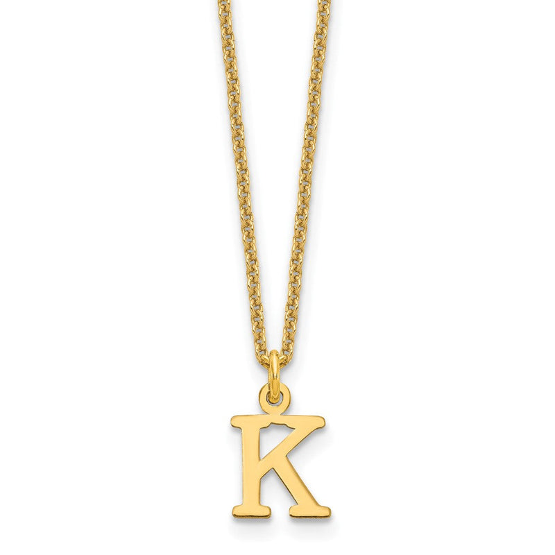 14K Gelbgold 14ky Ausgeschnitten Buchstabe K Initiale Halskette