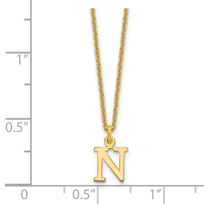 14K Gelbgold 14ky Ausgeschnitten Buchstabe N Initiale Halskette