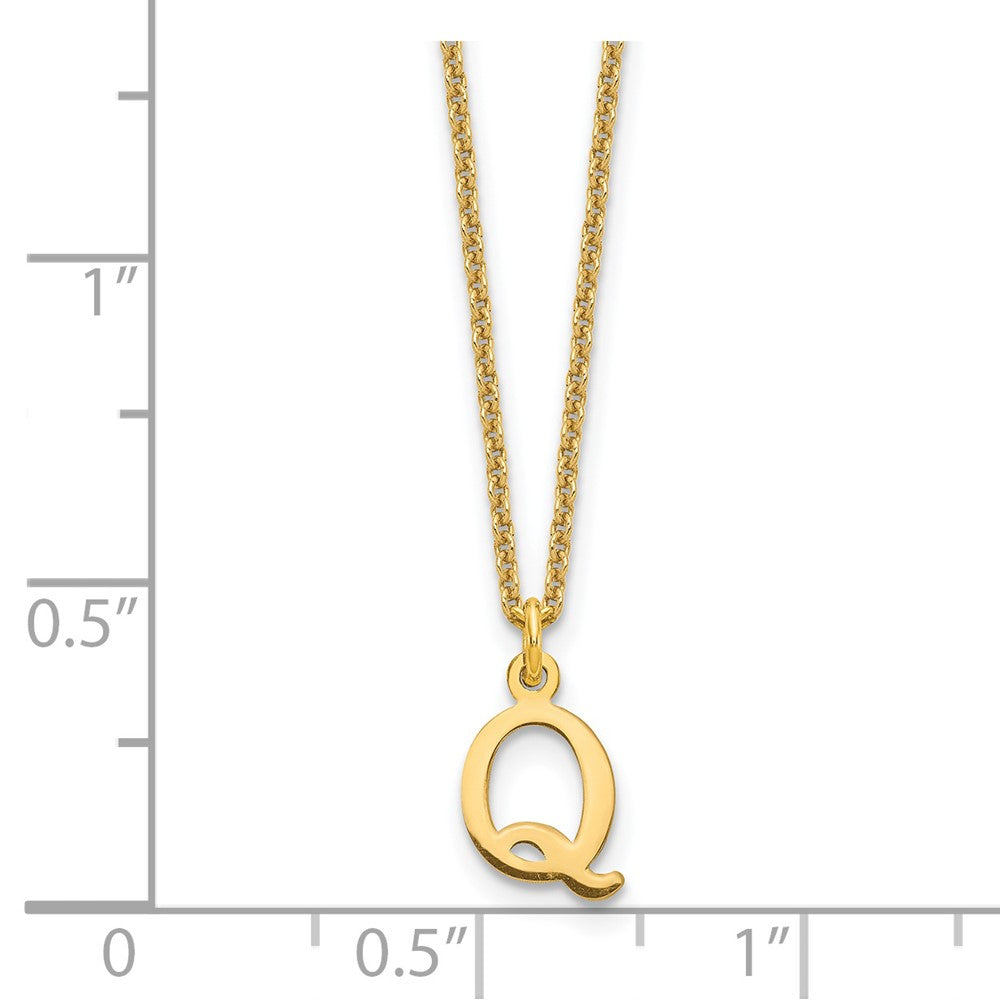 14K Gelbgold 14ky Ausgeschnitten Buchstabe Q Initiale Halskette
